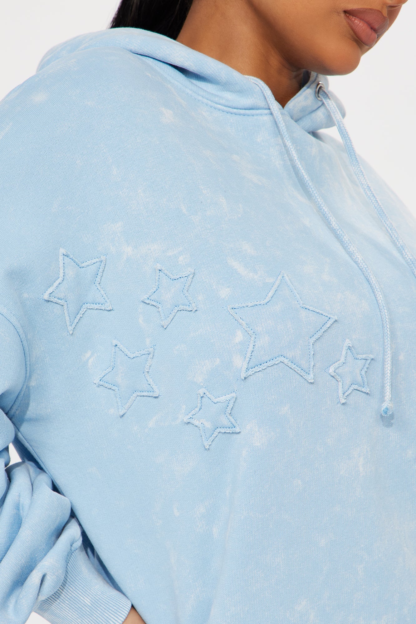 Shooting Star Fleece Wide Leg Pant Set - Light Blue