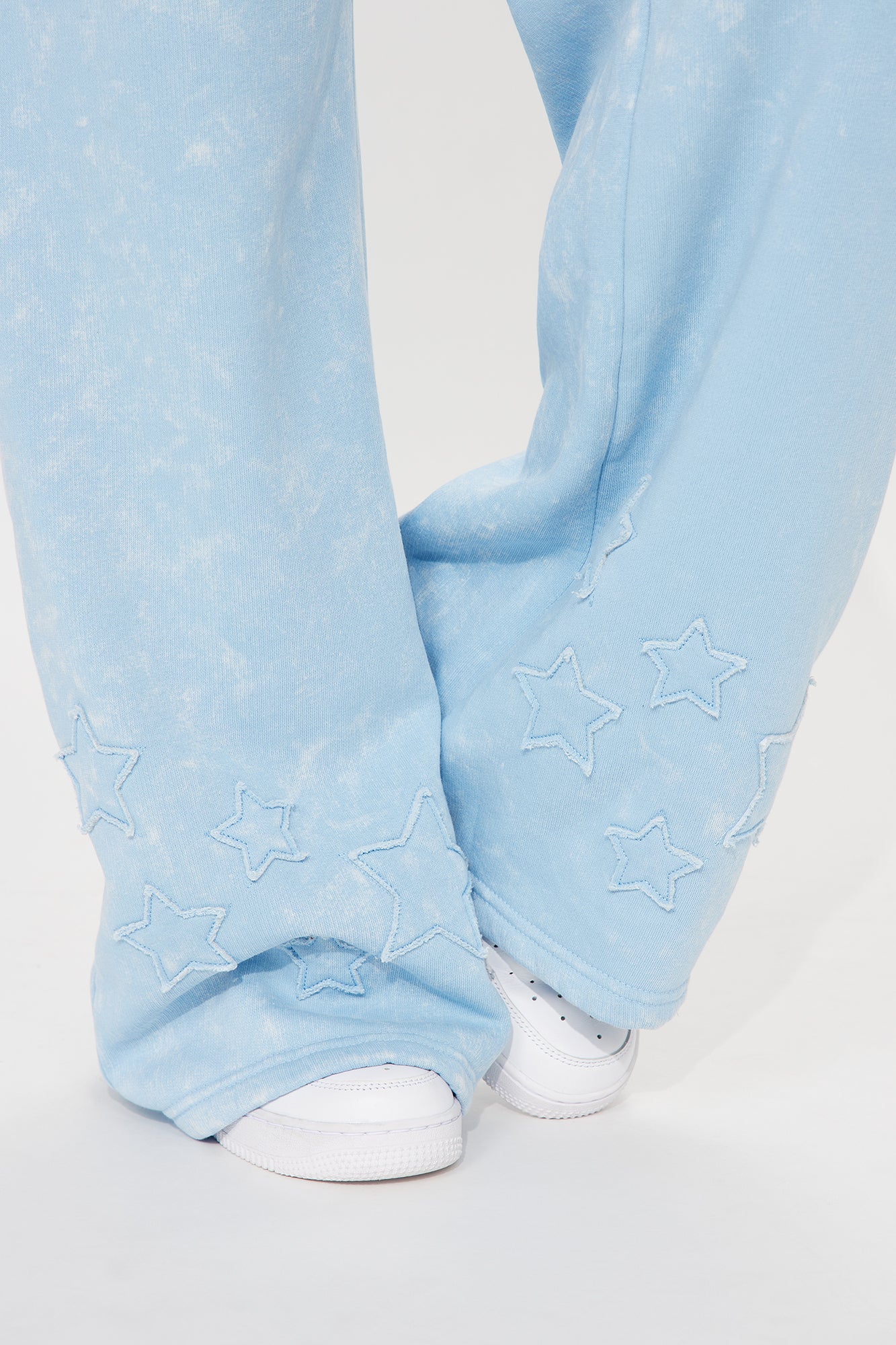 Shooting Star Fleece Wide Leg Pant Set - Light Blue