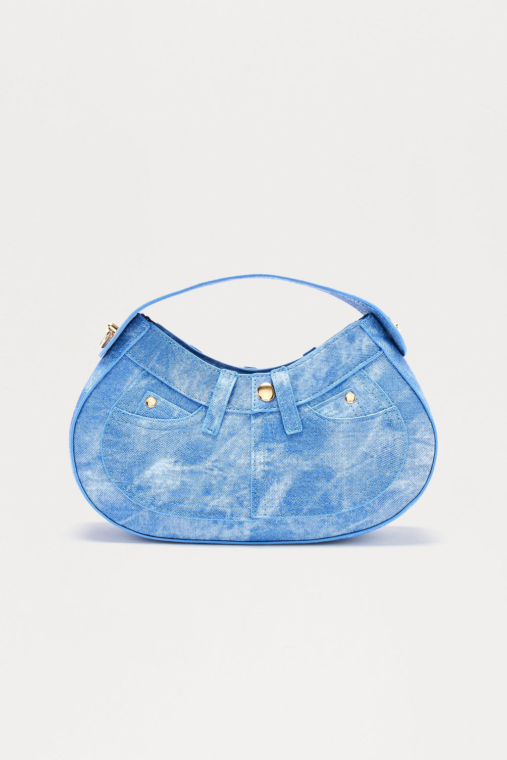 Jeans On Faux Leather Shoulder Bag - Denim