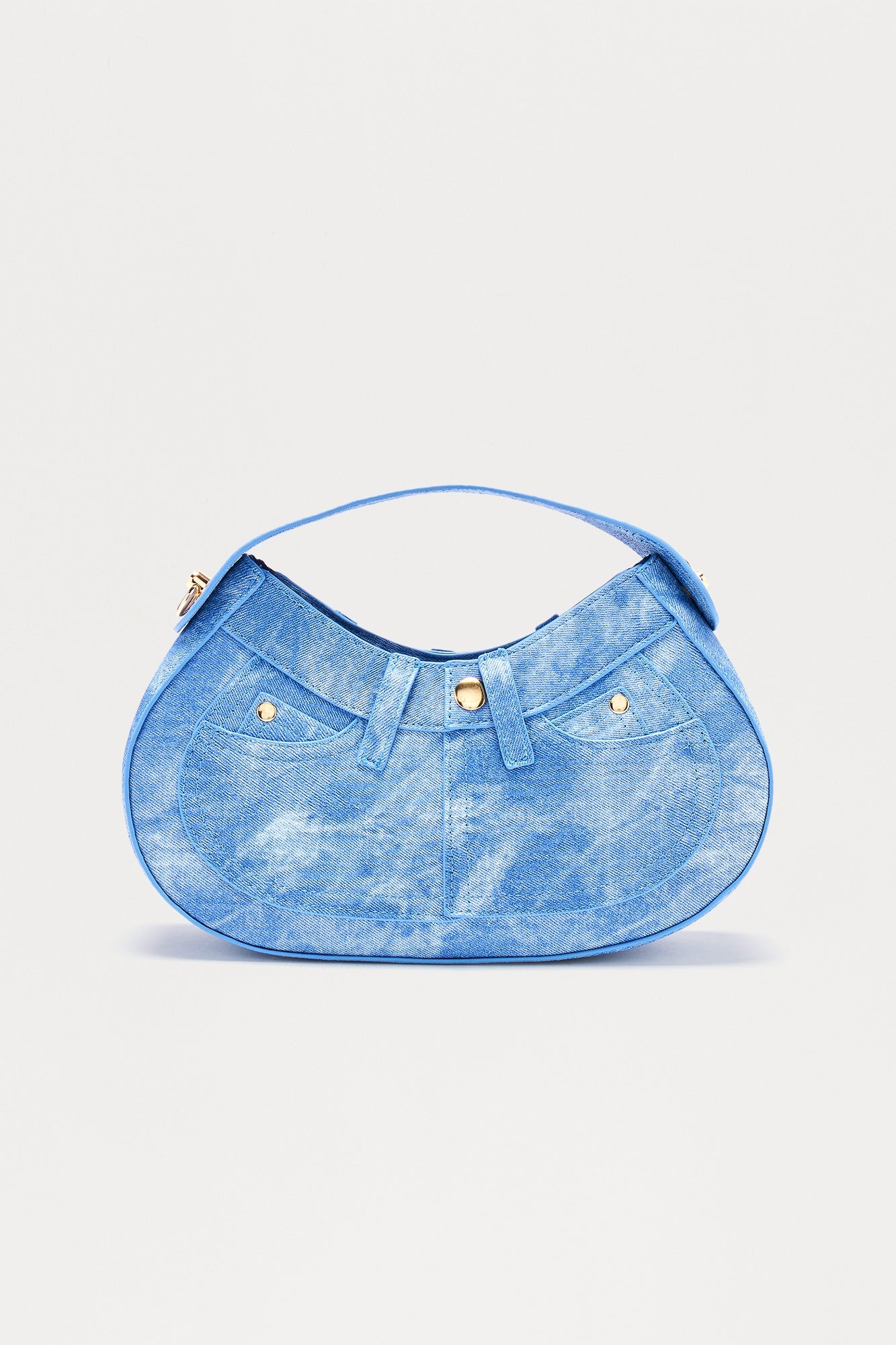 Jeans On Faux Leather Shoulder Bag - Denim