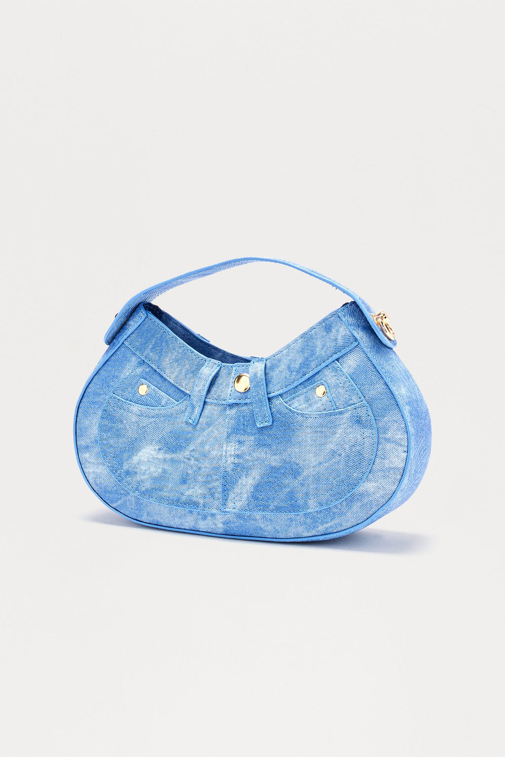 Jeans On Faux Leather Shoulder Bag - Denim