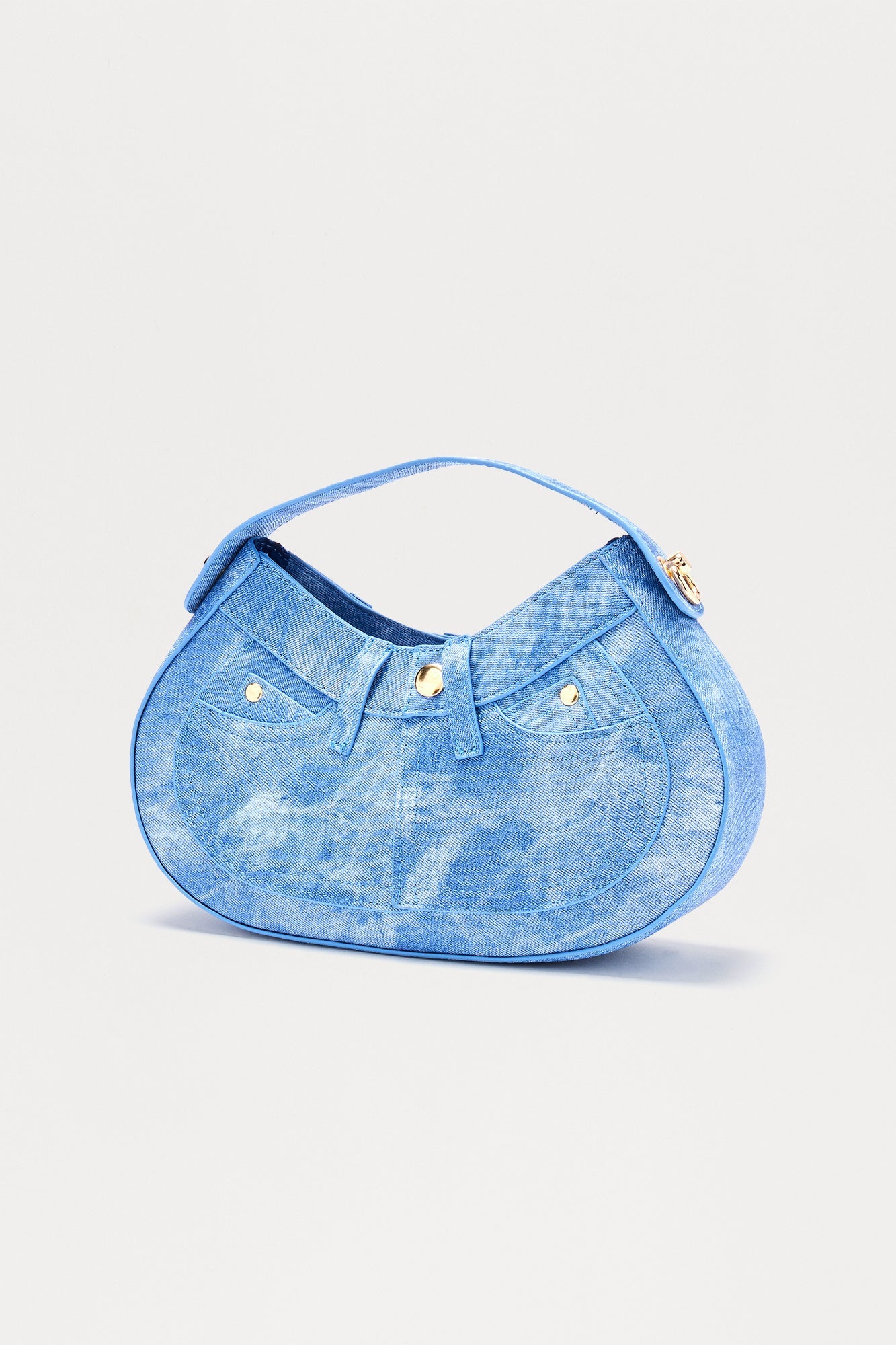 Jeans On Faux Leather Shoulder Bag - Denim