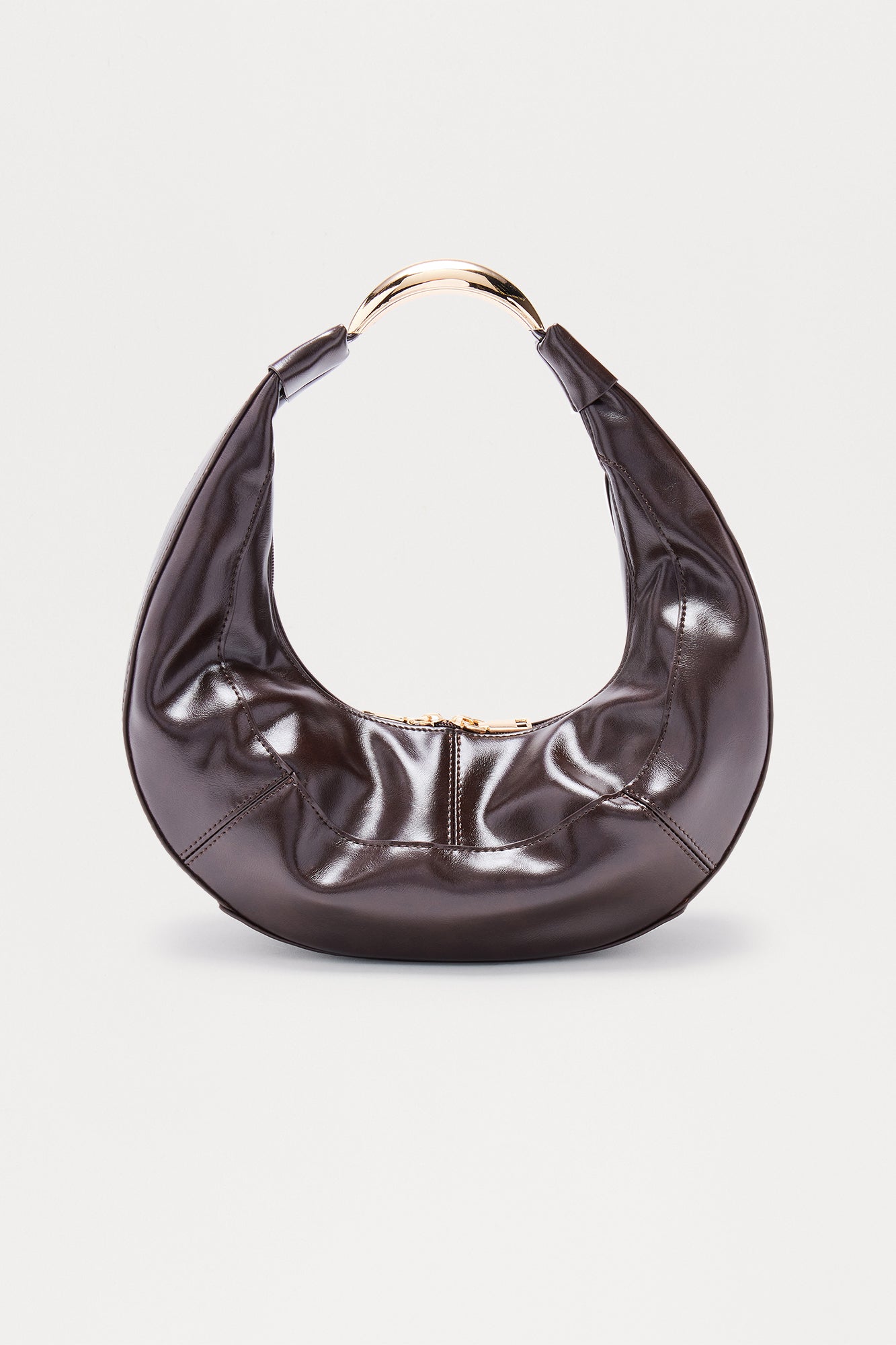 Get With It Faux Leather Shoulder Handbag - Brown