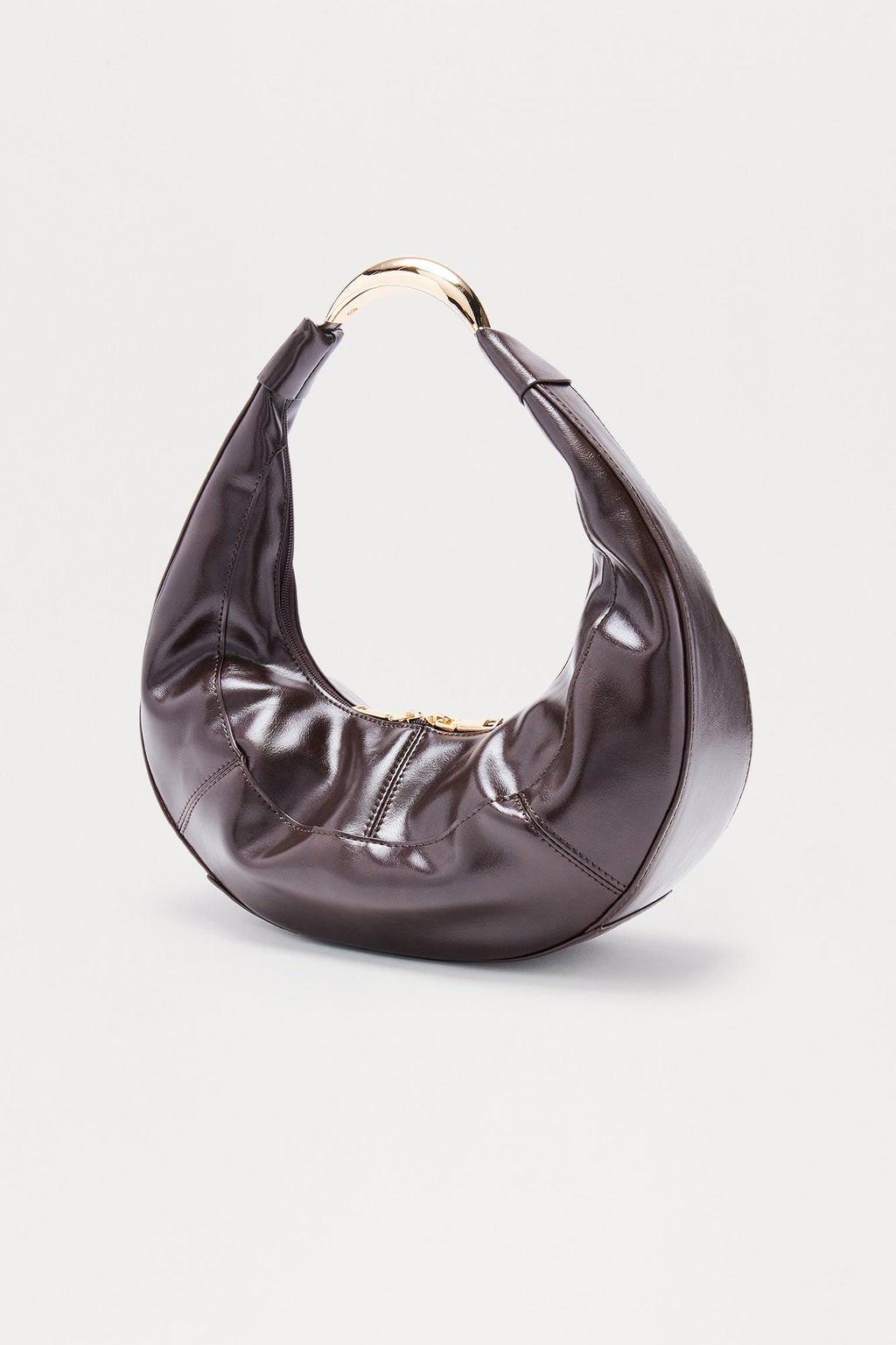 Get With It Faux Leather Shoulder Handbag - Brown