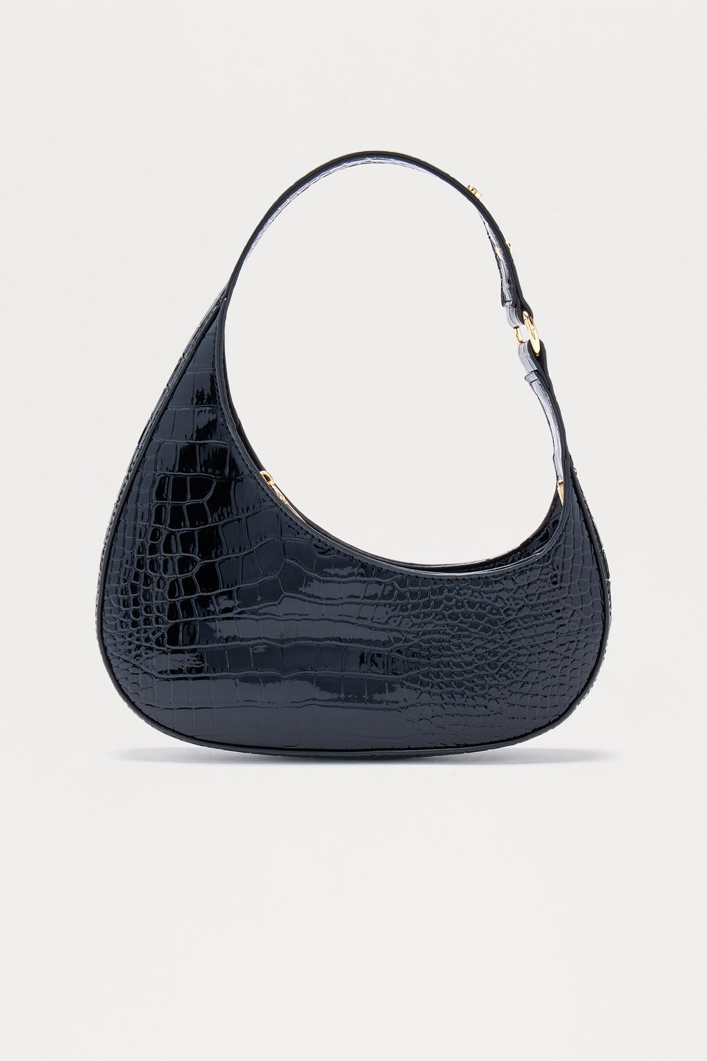 Had A Feeling Embossed Croc Faux Leather Shoulder Bag - Black