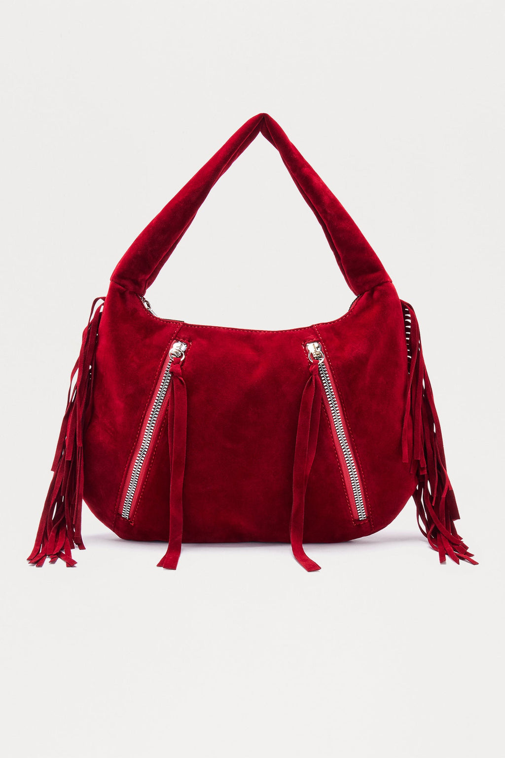 On My Mind Fringe Faux Suede Shoulder Bag - Burgundy
