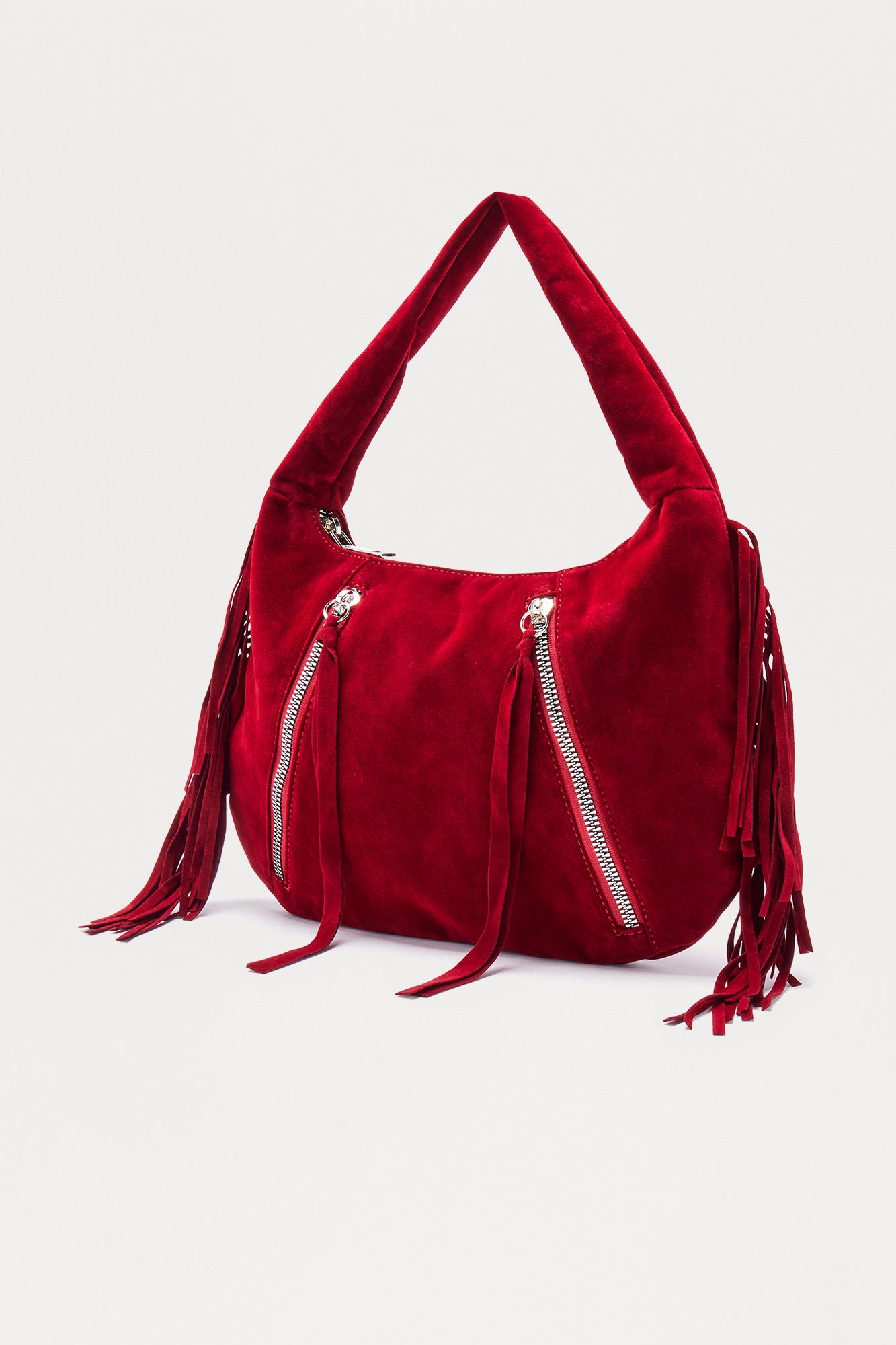 On My Mind Fringe Faux Suede Shoulder Bag - Burgundy