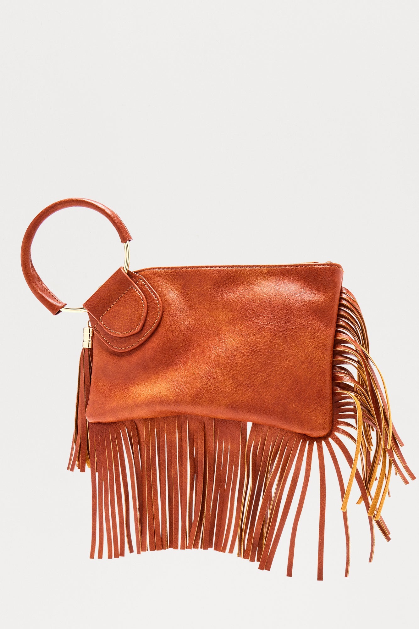 Something Extra Fringe Clutch - Cognac