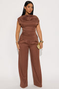 Poised To Perfection Pant Set - Chocolate
