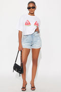 Summer Break Cut Off Denim Shorts - Light Wash