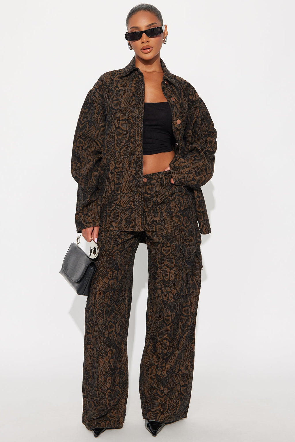 Bite Back Boyfriend Denim Shacket - Brown/combo