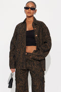 Bite Back Boyfriend Denim Shacket - Brown/combo
