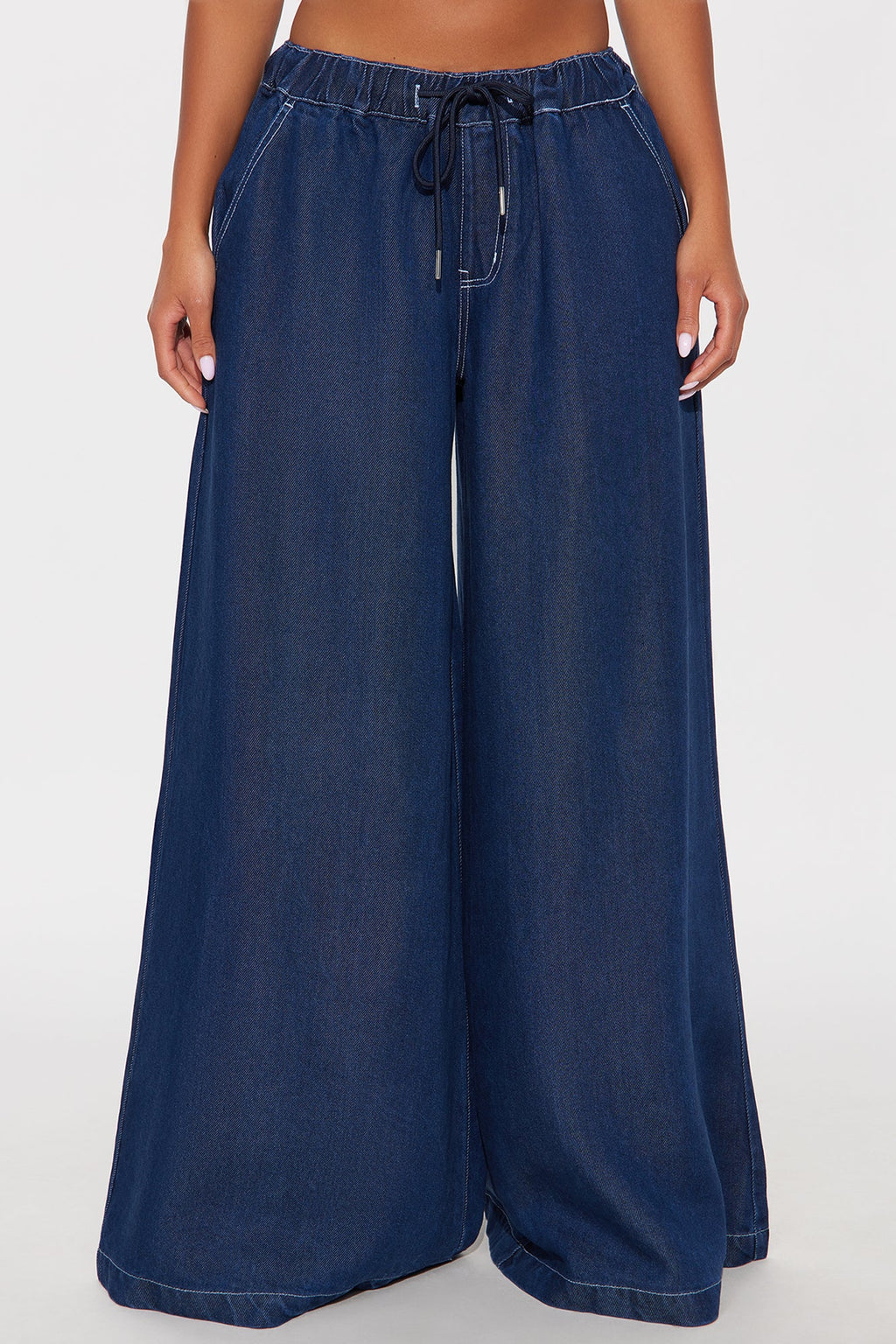 Northport Drapey Wide Leg Jeans - Dark Denim