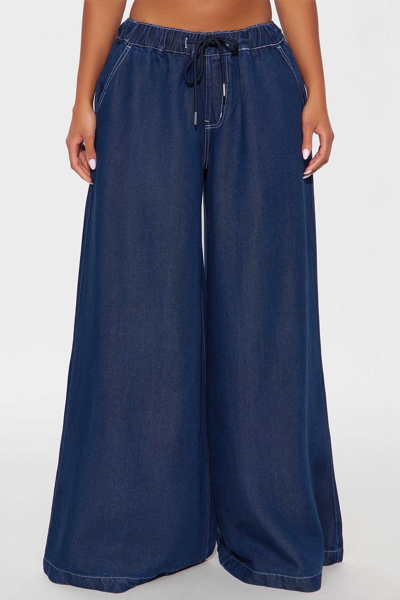 Northport Drapey Wide Leg Jeans - Dark Denim