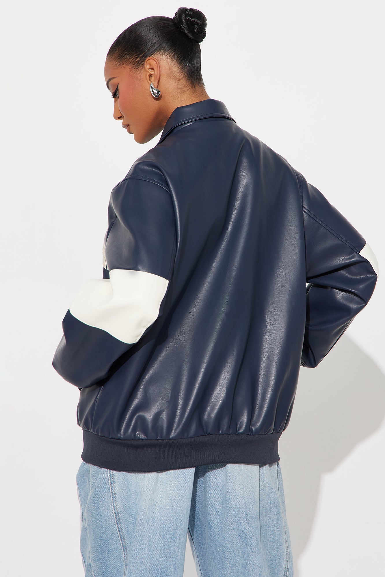 New York Rush Oversized Bomber Jacket - Navy/combo