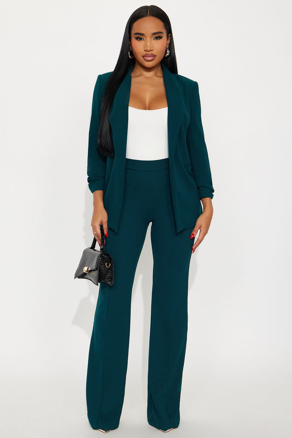 Victoria High Waisted Dress Pants - Hunter Green