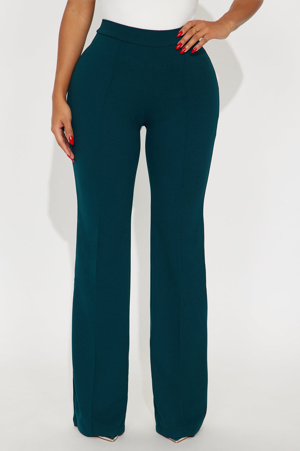 Victoria High Waisted Dress Pants - Hunter Green