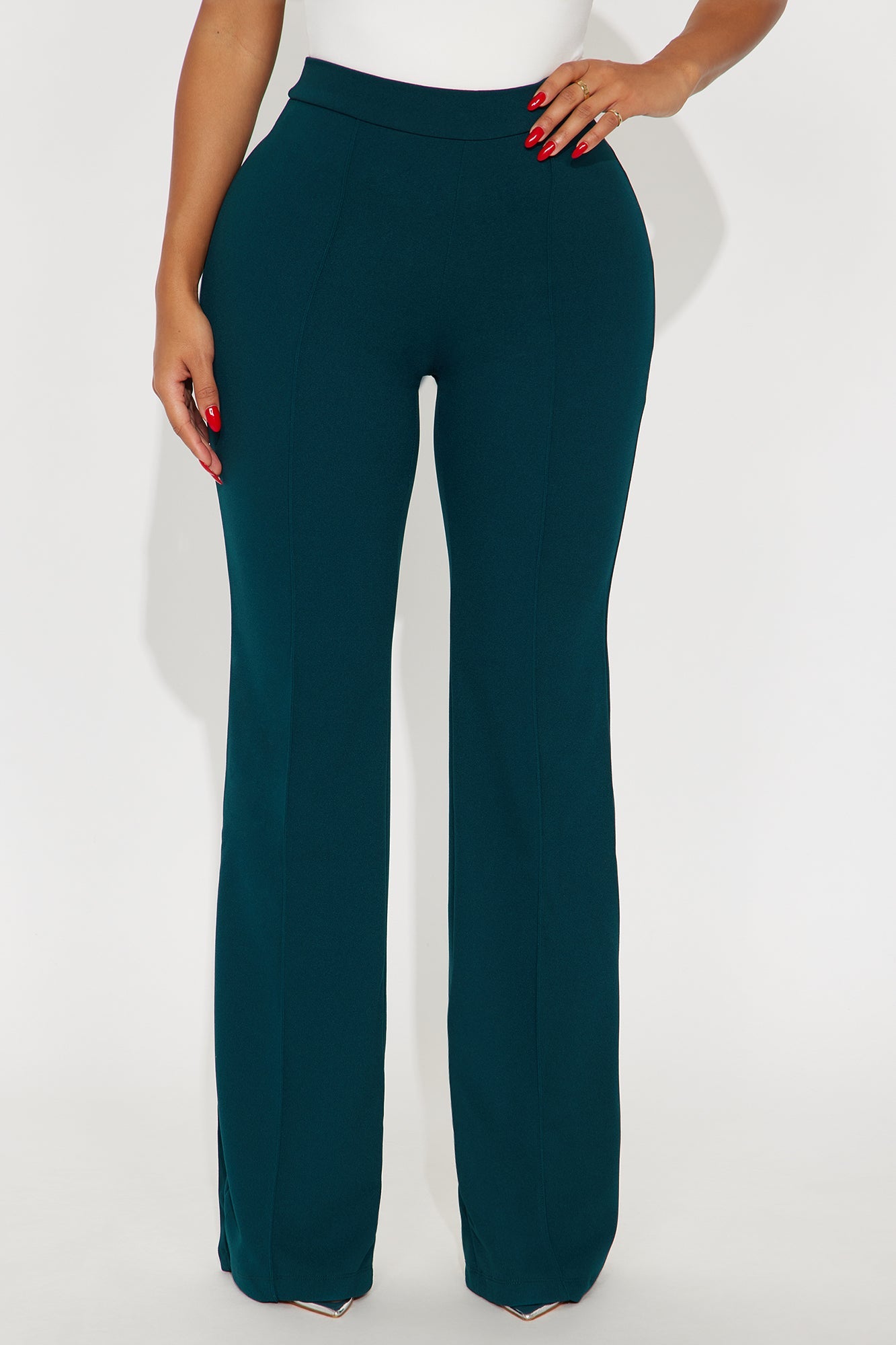 Victoria High Waisted Dress Pants - Hunter Green
