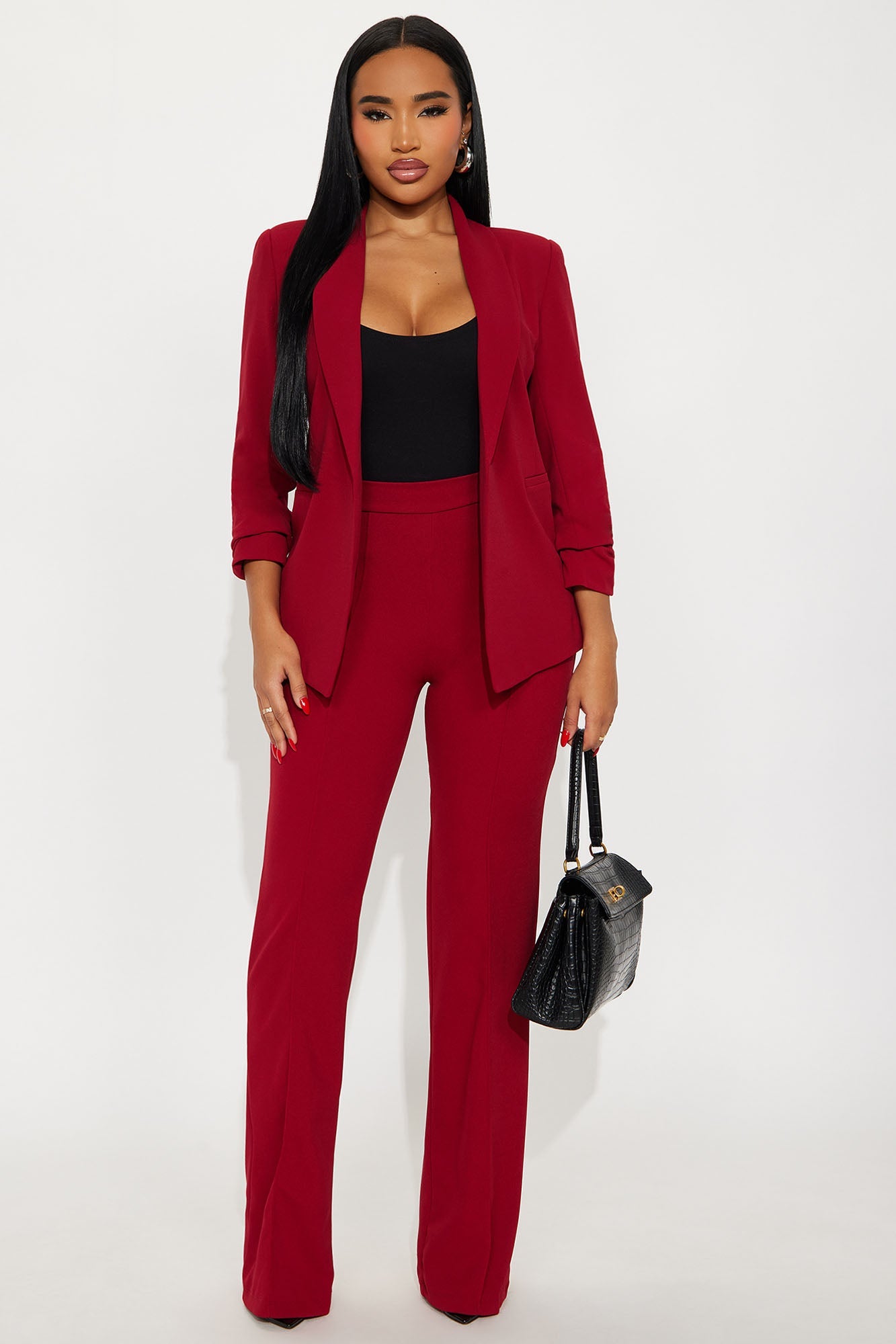 Victoria High Waisted Dress Pants - Red