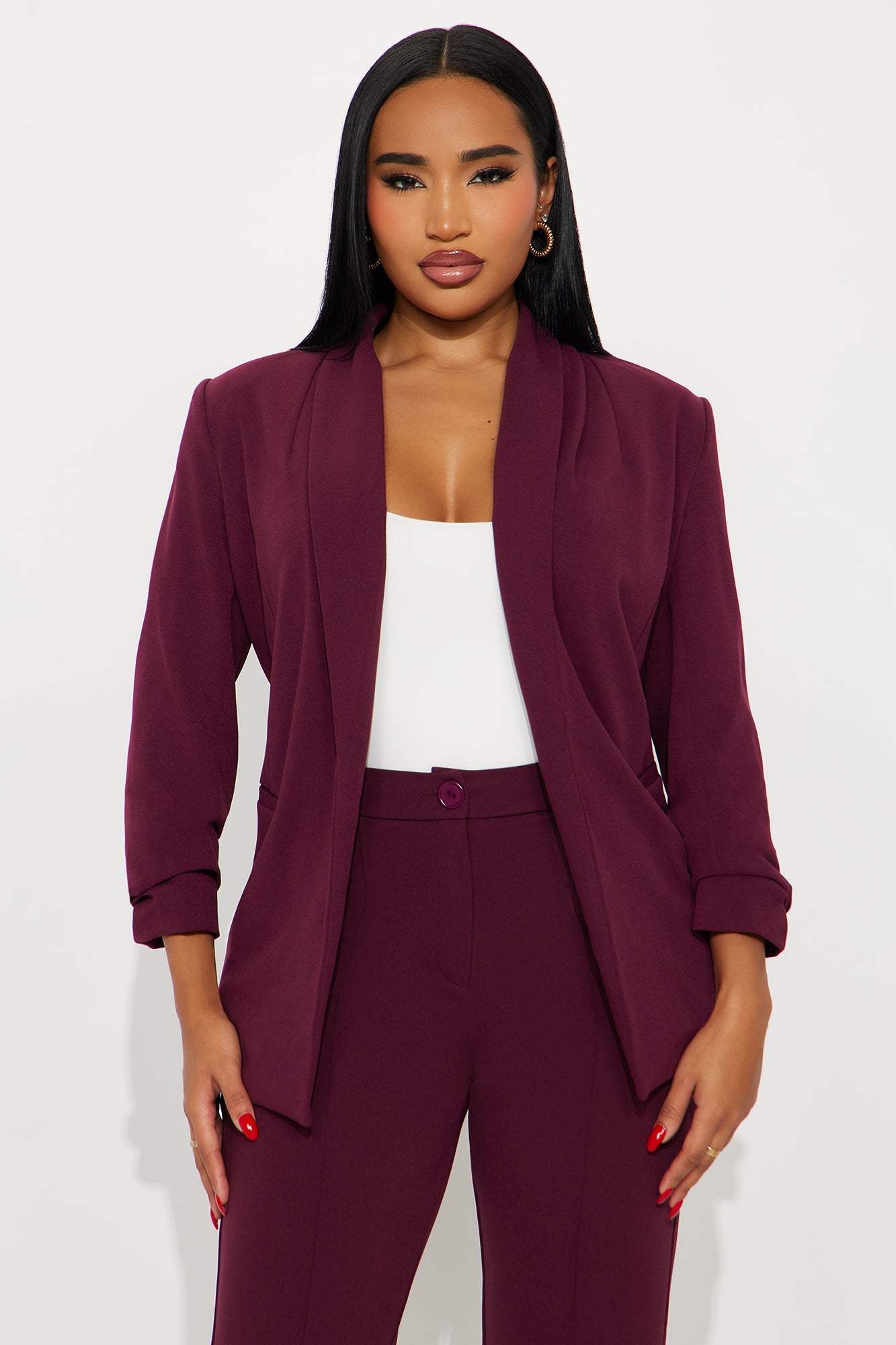 The Celine Blazer - Burgundy
