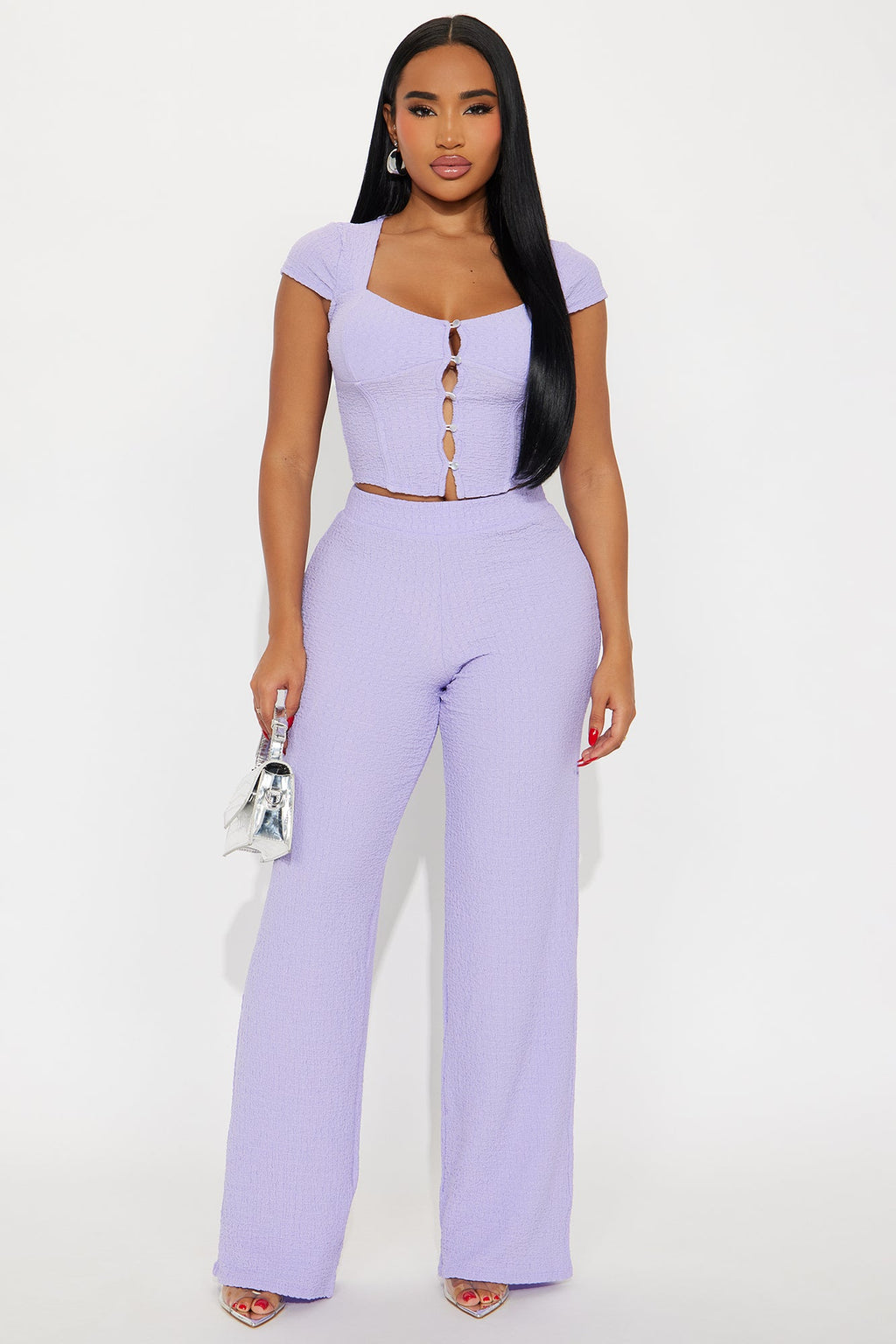 Tamaria Textured Pant Set - Purple