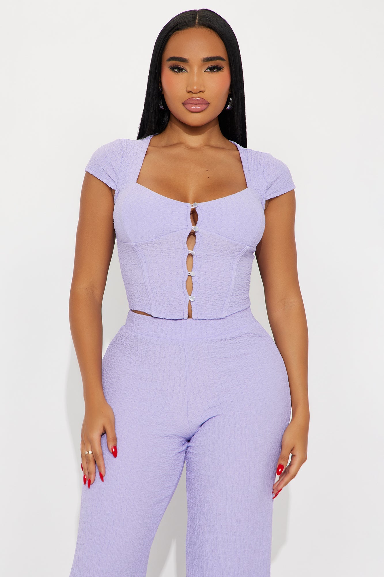 Tamaria Textured Pant Set - Purple