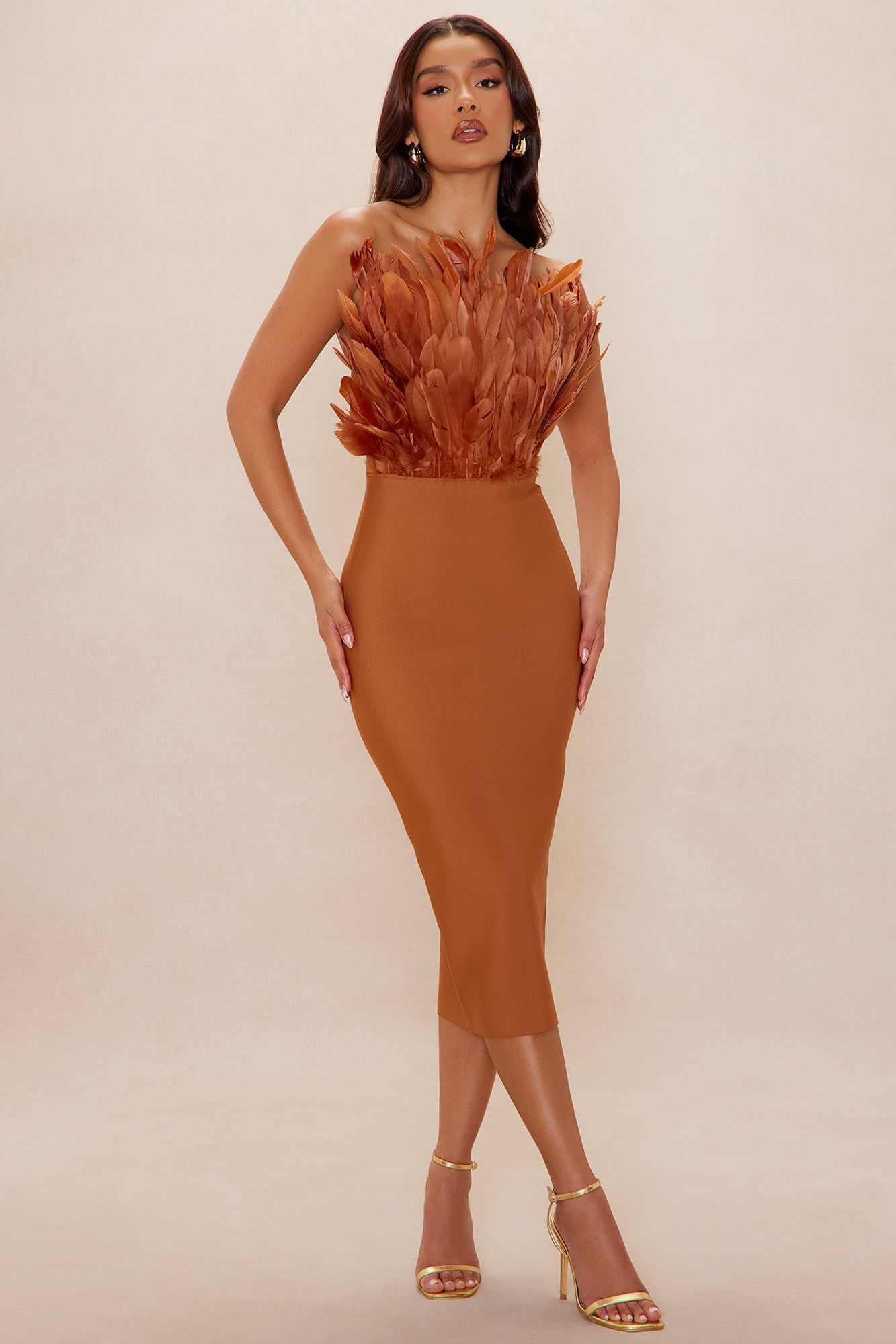 Marianna Bandage Midi Dress - Bronze
