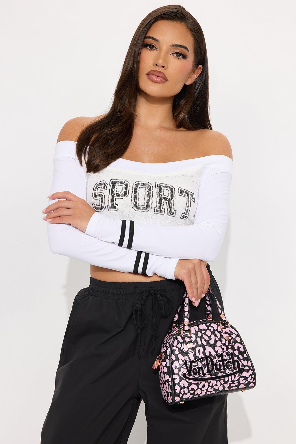 Pink Animal Crush Von Dutch Faux Leather Handbag - Pink/combo