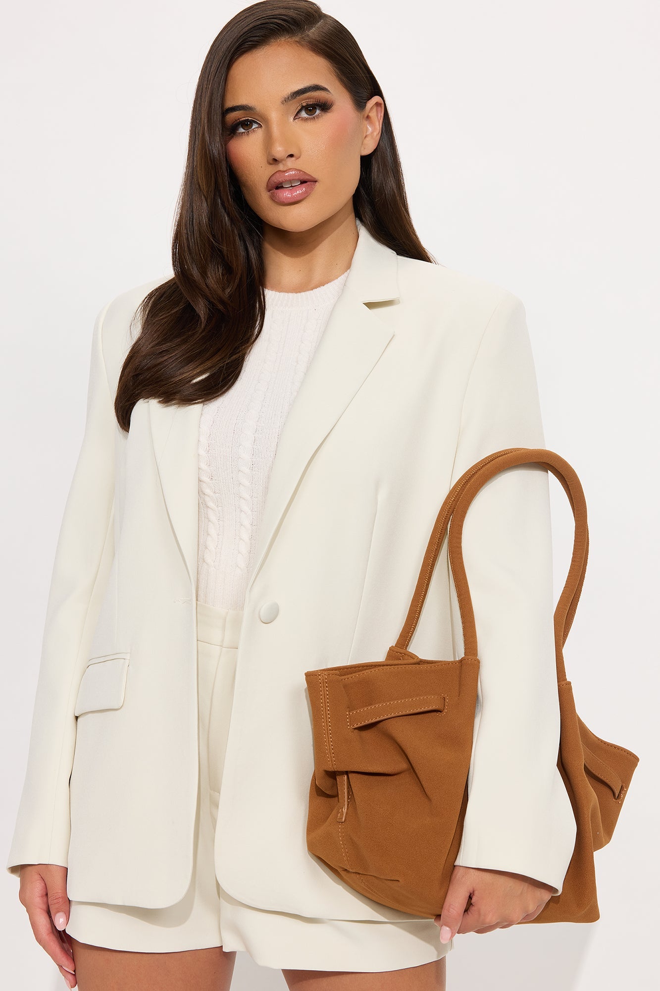 Carlington Faux Suede Shoulder Bag - Brown