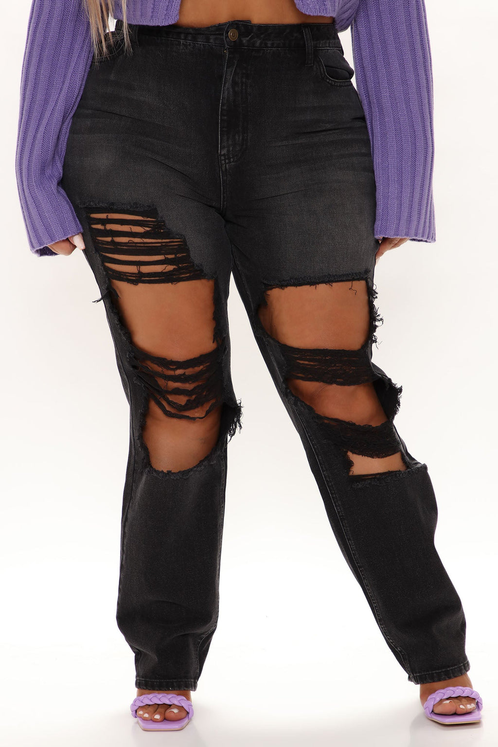 Keep On Dancing Distressed Boyfriend Jeans - Black