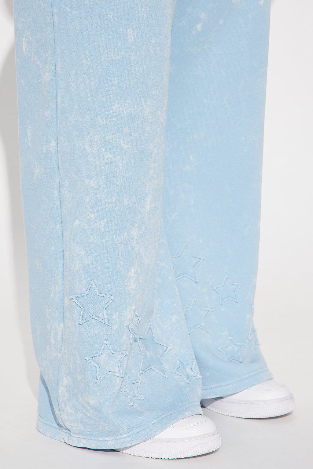 Shooting Star Fleece Wide Leg Pant Set - Light Blue