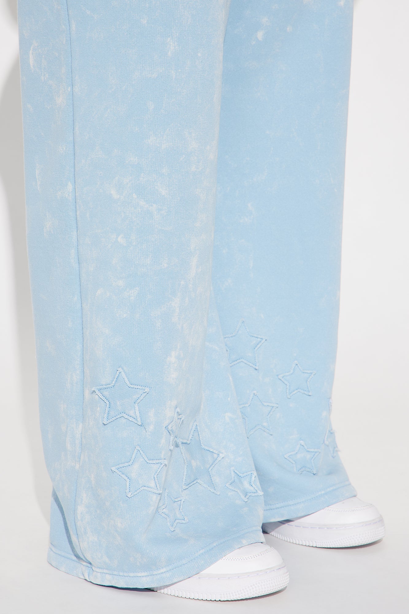 Shooting Star Fleece Wide Leg Pant Set - Light Blue