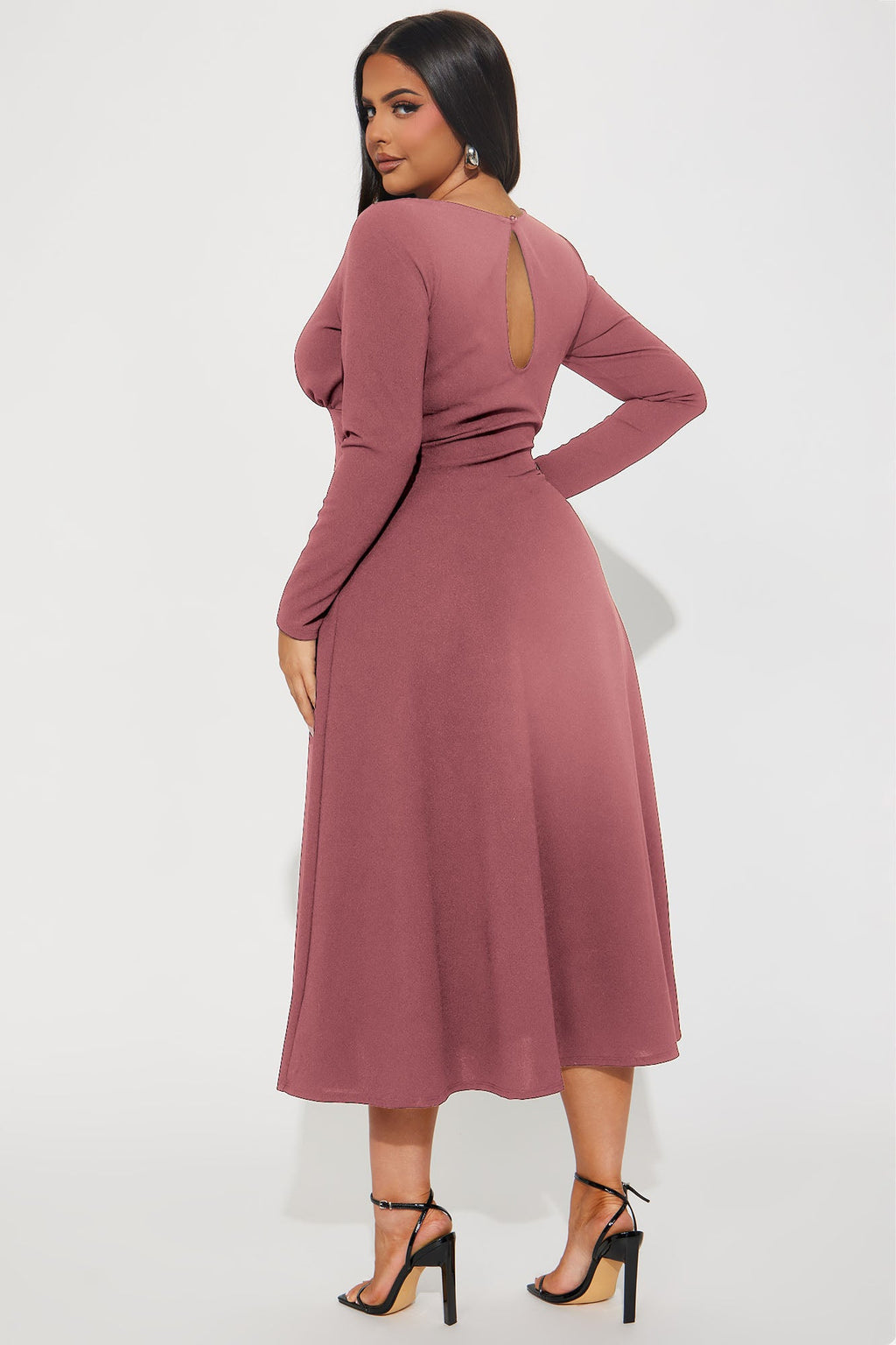 Charolette Long Sleeve Midi Dress - Mauve