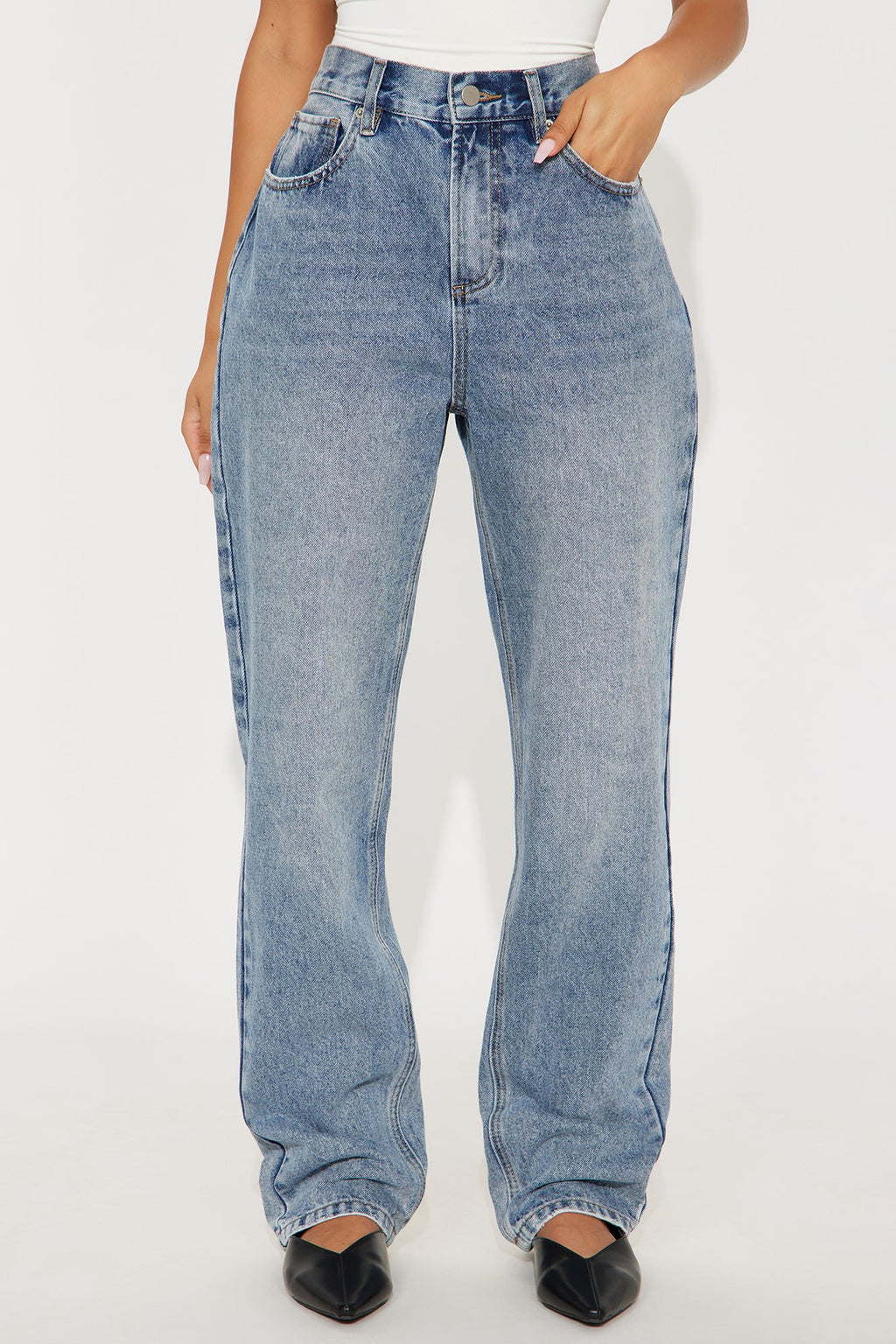 My Boyfriend Straight Leg Jeans - Medium Wash