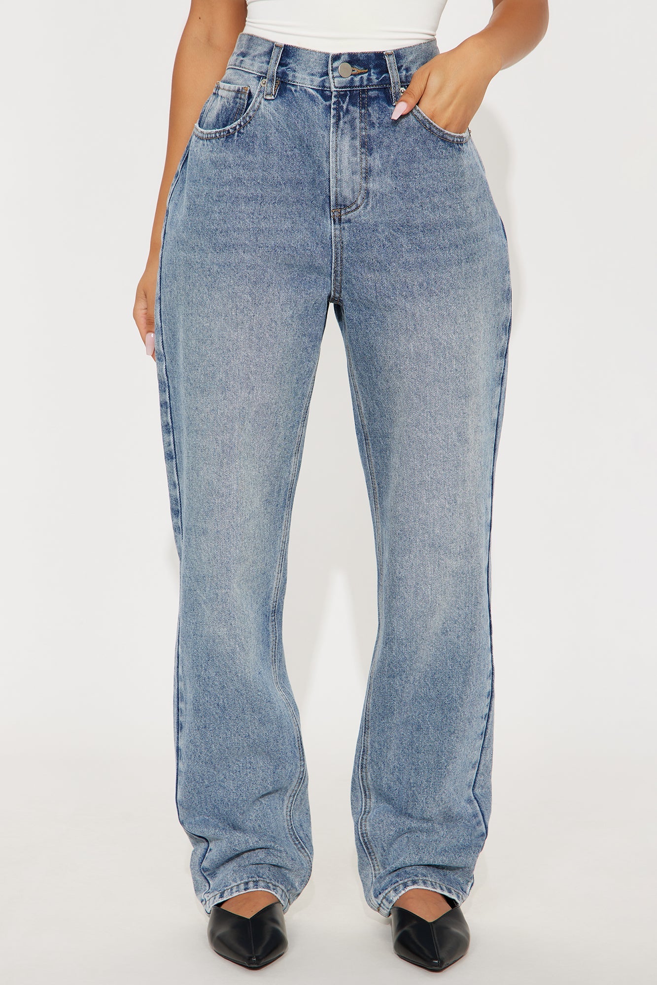 My Boyfriend Straight Leg Jeans - Medium Wash