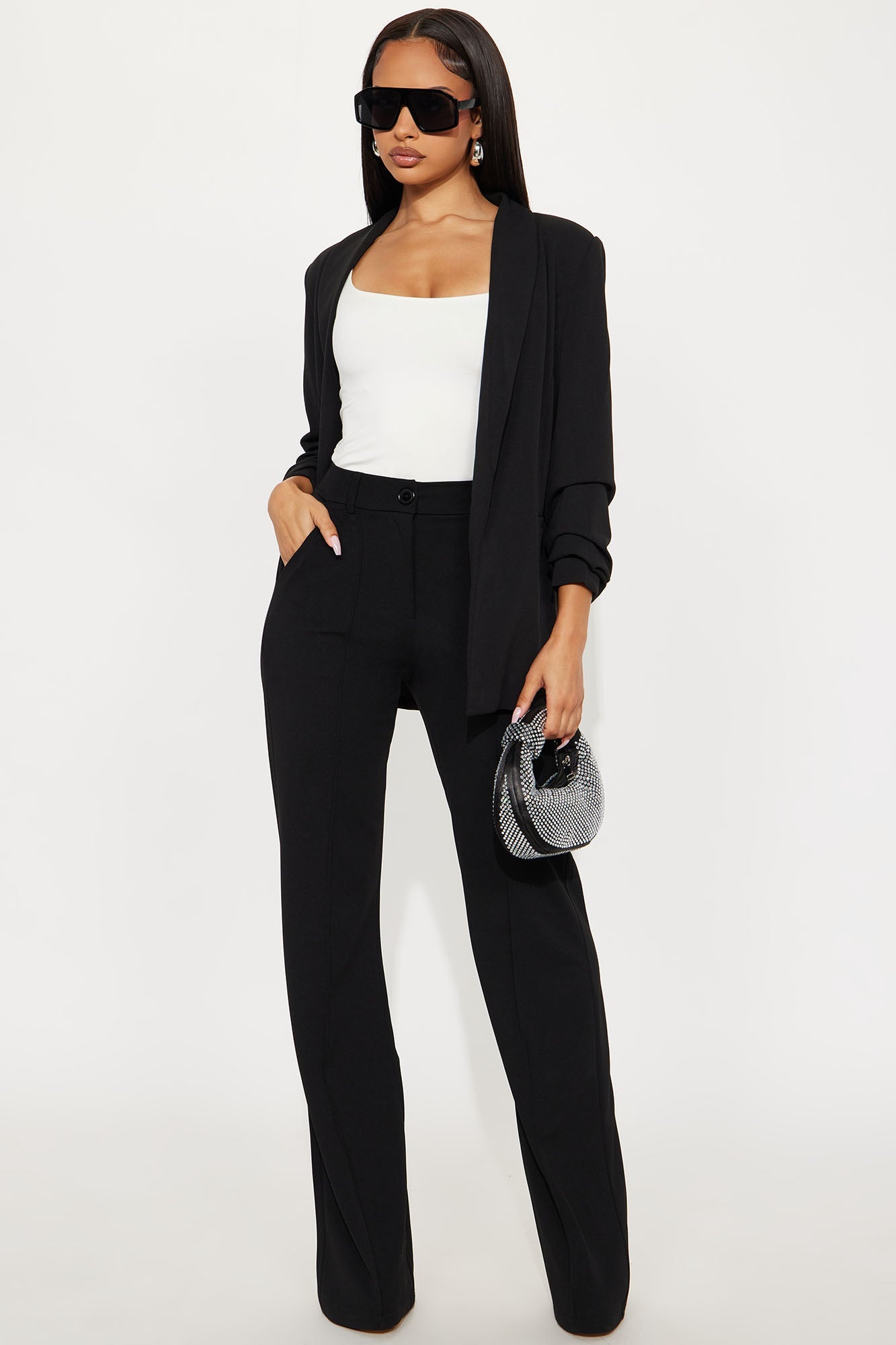 Tall Heidi Wide Leg Trouser Pant - Black