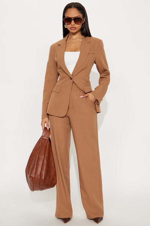 Alexandra Structured Twill Blazer - Tan