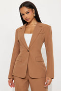 Alexandra Structured Twill Blazer - Tan