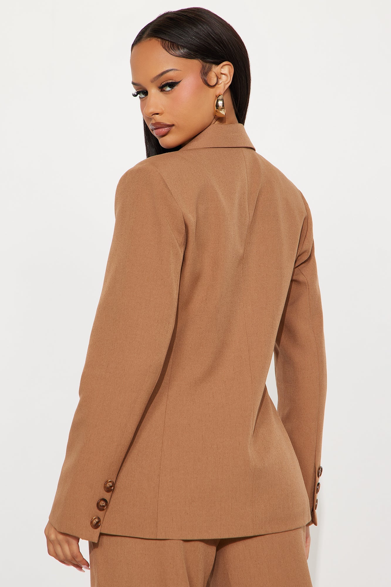 Alexandra Structured Twill Blazer - Tan