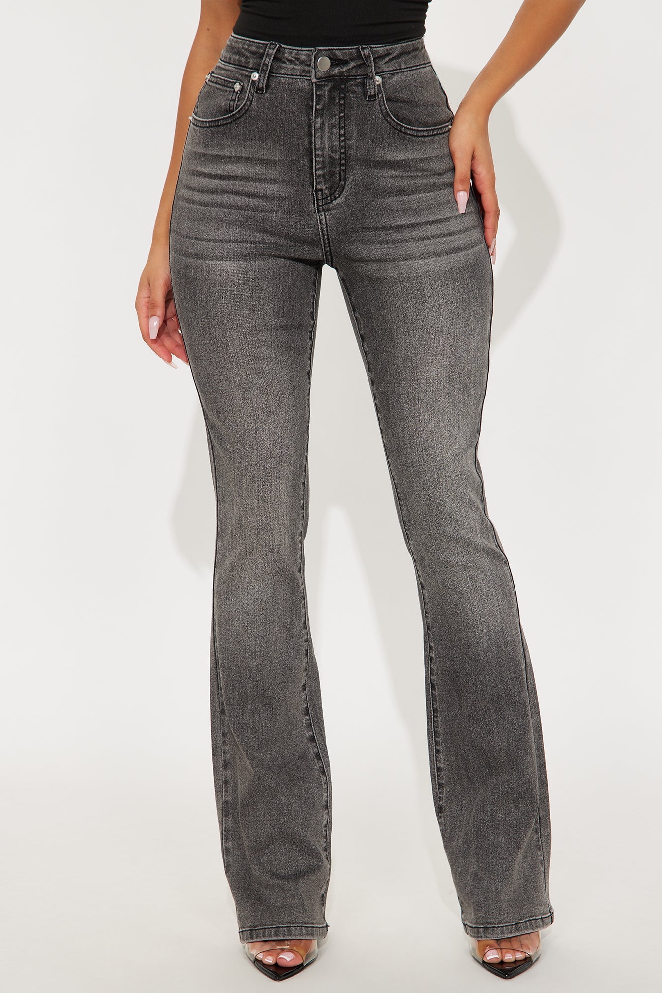 Tessa High Rise Bootcut Jeans - Grey