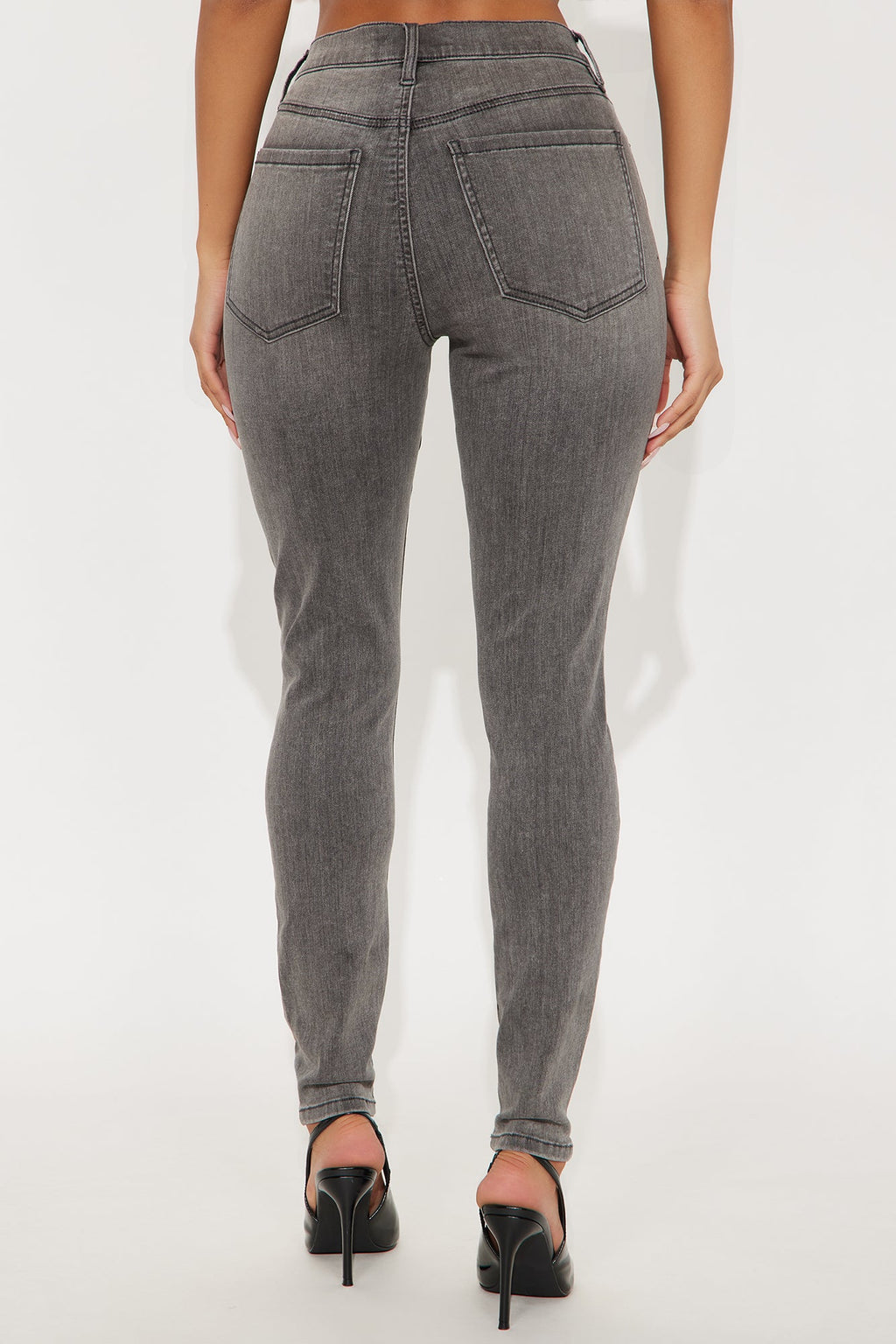 Deluxe Soft Stretch High Rise Skinny Jeans - Grey