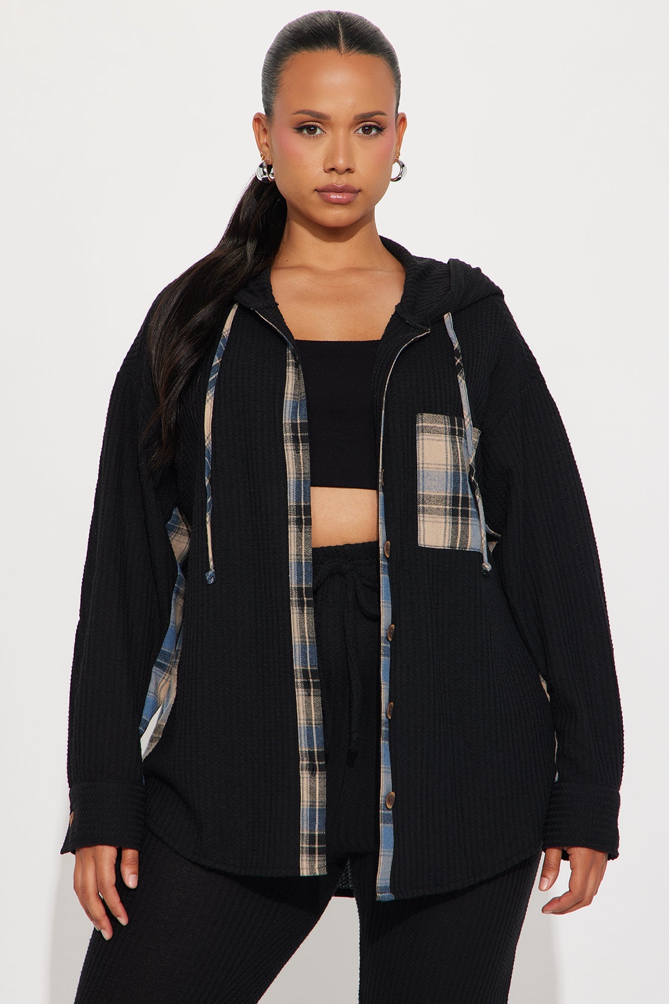 Alexandra Waffle Pant Set - Black