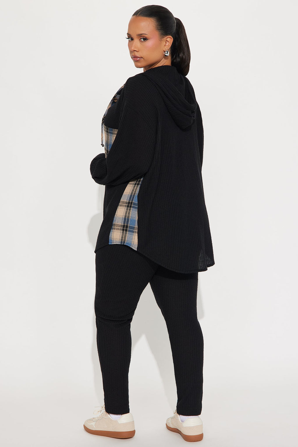 Alexandra Waffle Pant Set - Black