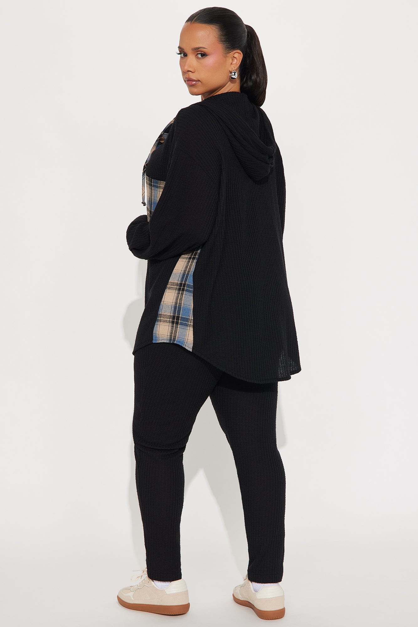 Alexandra Waffle Pant Set - Black