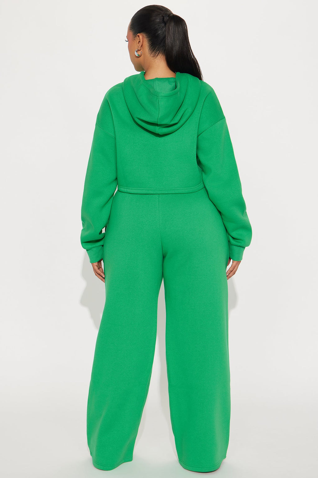 Don't Sweat It Foldover Waist Fleece Pant Set - Kelly Green