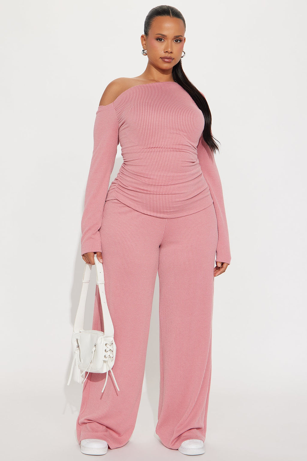 Jennifer Ribbed Pant Set - Rose