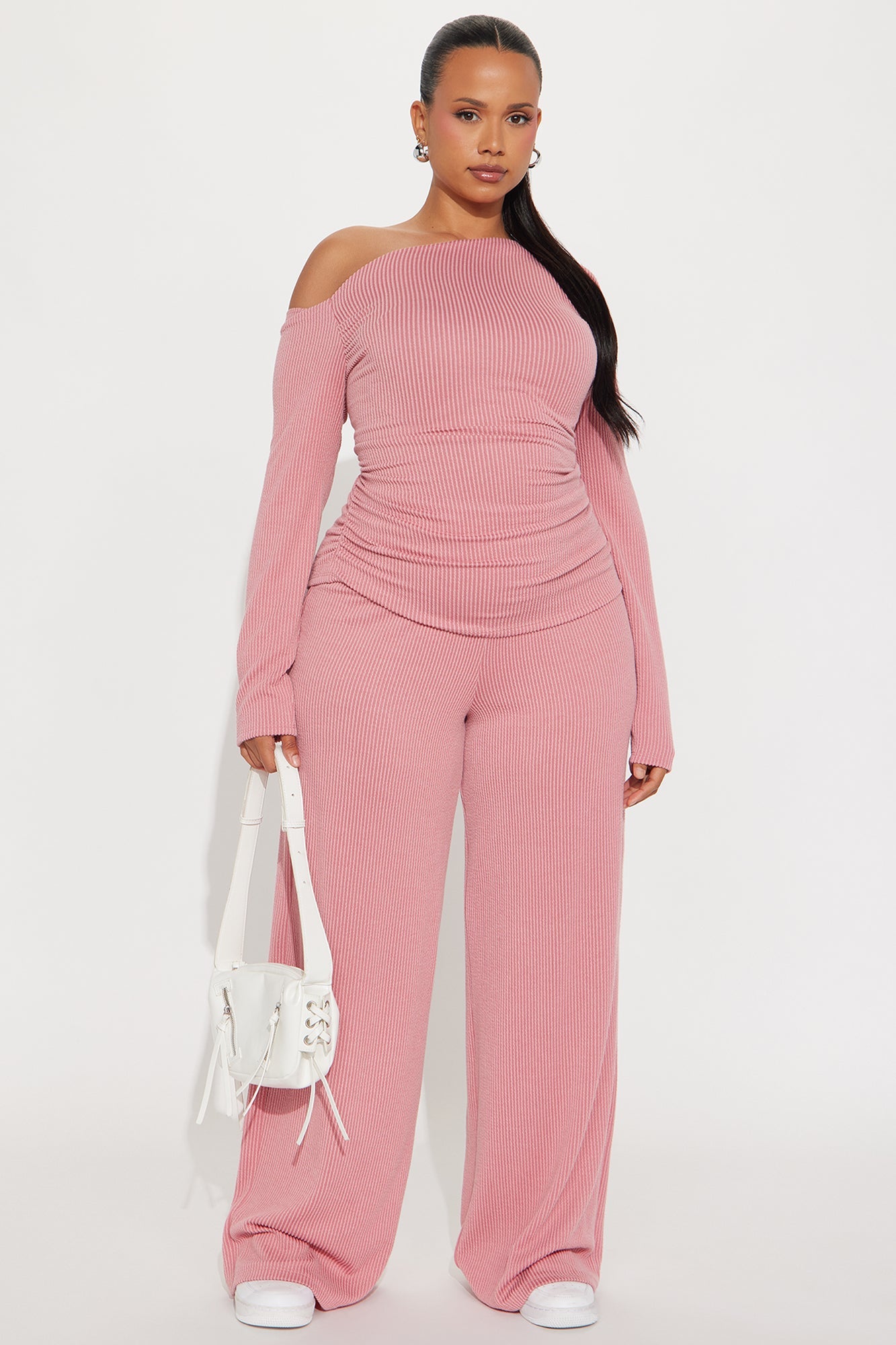 Jennifer Ribbed Pant Set - Rose