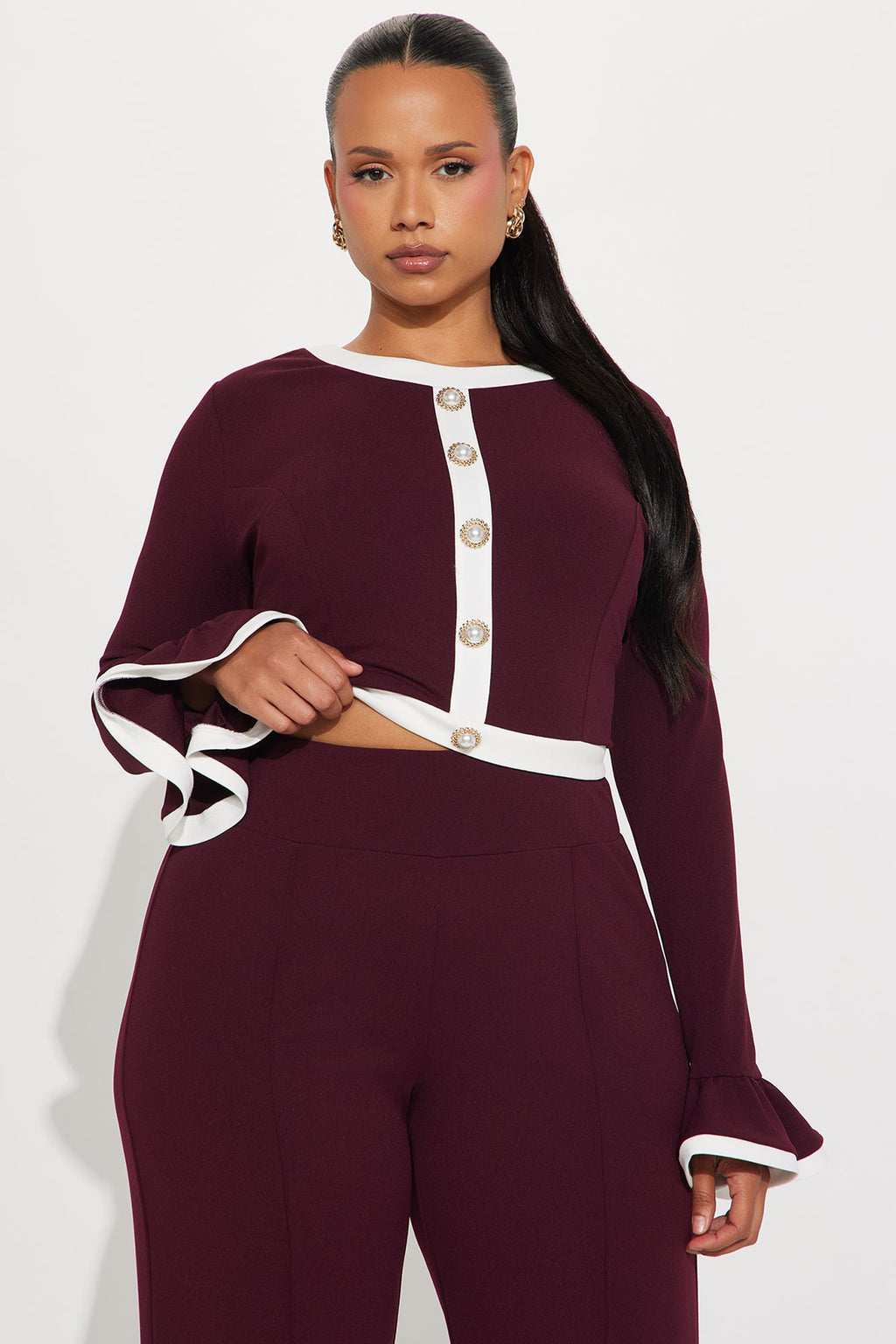 Fancy Seeing You Pant Set - Wine