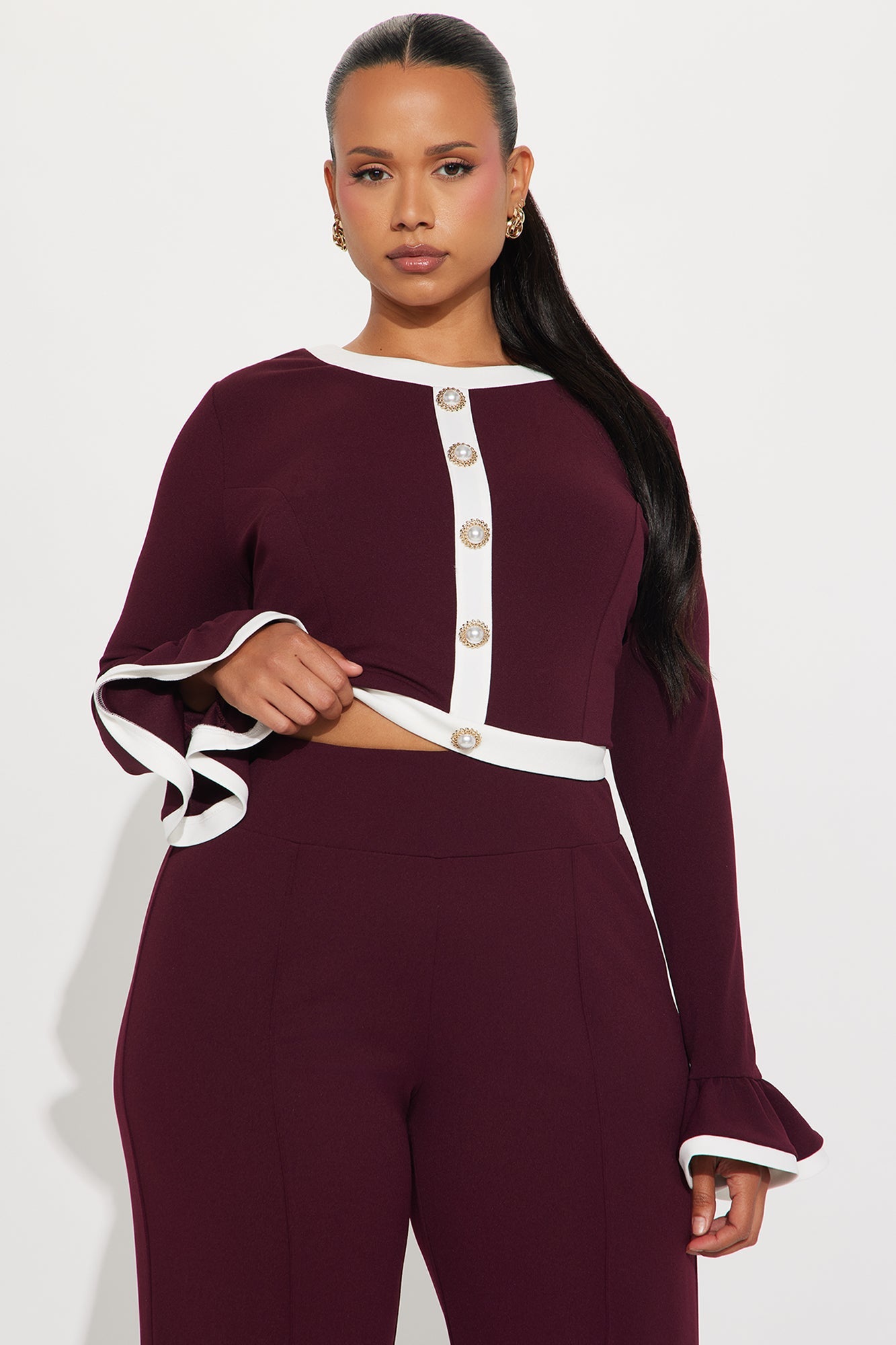 Fancy Seeing You Pant Set - Wine