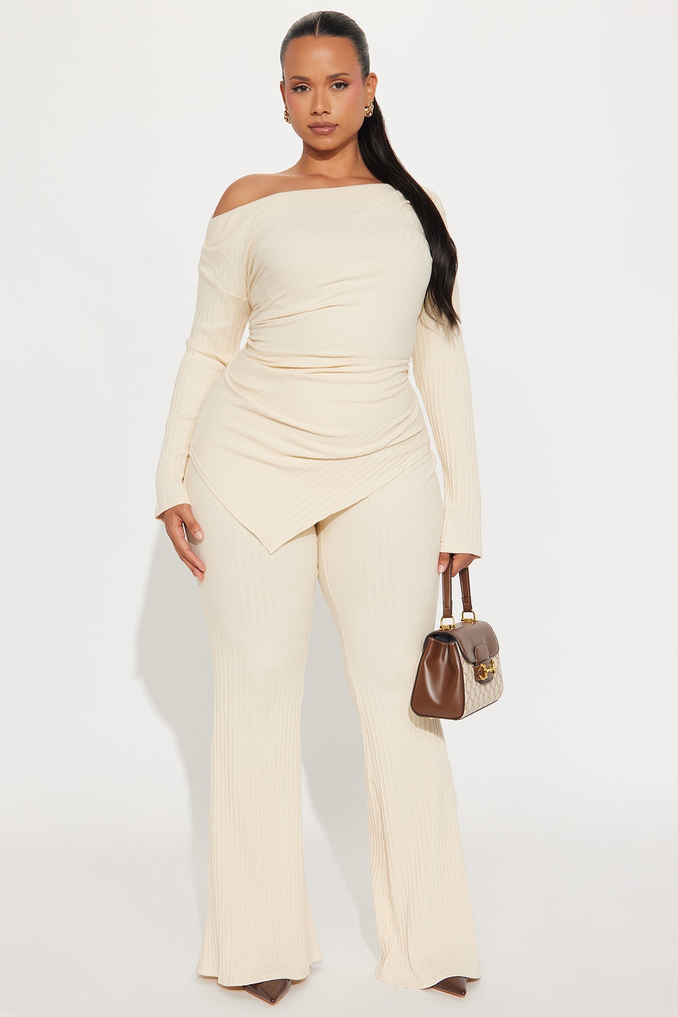 Side Step Pant Set - Cream